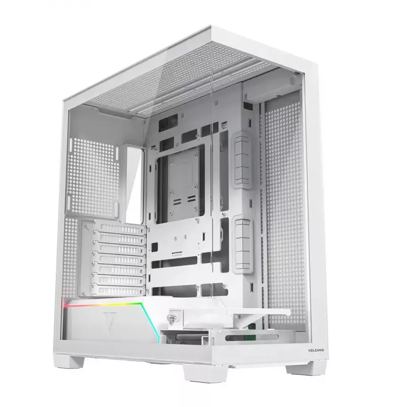 Caixa de PC MODECOM VOLCANO STELLAR PLUS MIDI BRANCO — Midi Tower, microATX, vidro temperado, USB-C, suporta GPU 420 mm