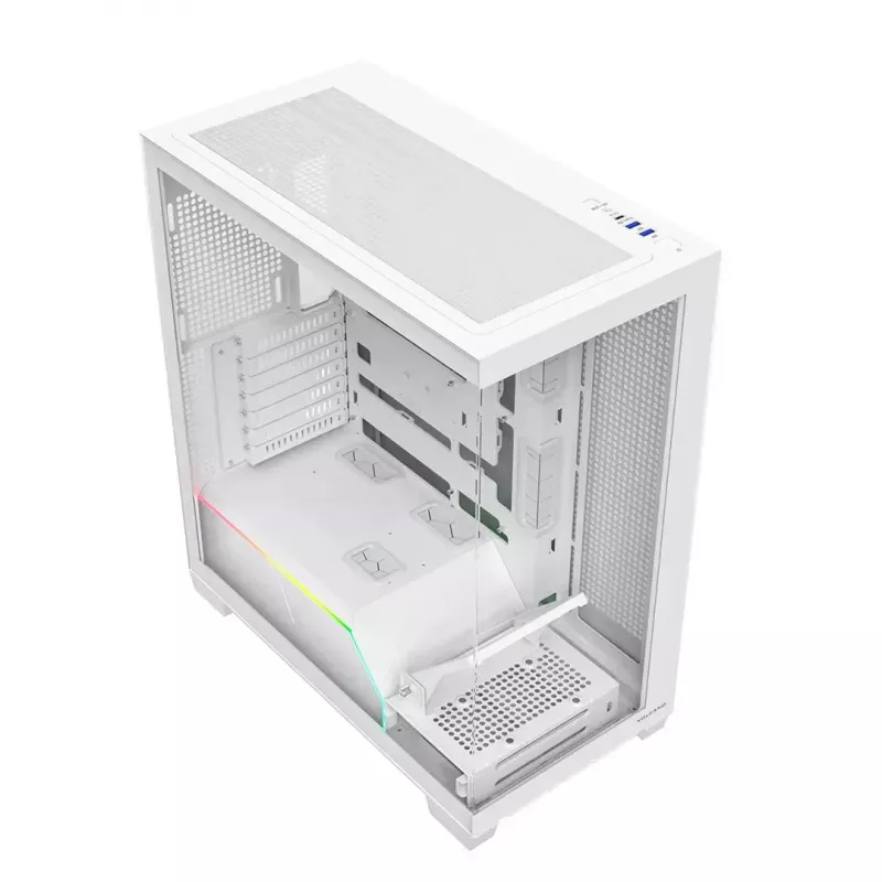 Caixa de PC MODECOM VOLCANO STELLAR PLUS MIDI BRANCO — Midi Tower, microATX, vidro temperado, USB-C, suporta GPU 420 mm