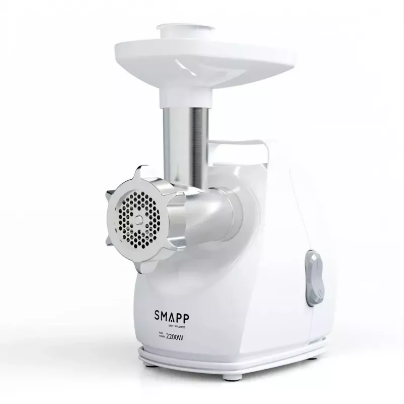 Máquina de picar carne SMAPP modelo 490.81 BRANCO – 2200 W, 1 velocidade, 2,7 kg/min, 3 discos perfurados, branco, acessório de trituração