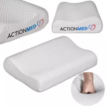 Almofada ortopédica cervical ActionMed CERVICAL MED PILLOW PO100AM — enchimento de espuma, 550×360×120 mm, capa lavável, branco