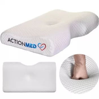 Almofada ortopédica ActionMed PO200AM — almofada anatómica de espuma para cabeça e pescoço, 590×350 mm, altura máx. 11 cm, capa lavável