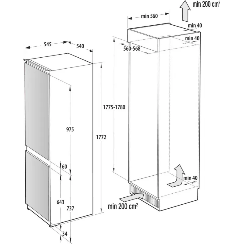Frigorífico encastrado Gorenje NRKI517E41 252 L branco