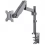 Suporte de mesa Manhattan para TV e monitores (Full-Motion com mola a gás), para ecrãs de 13 polegadas a 27 polegadas, montagem por aperto ou por tubo, compatibilidade VESA: 75x75 mm e 100x100 mm – verifique as dimensões dos quatro orifícios de fixação na parte traseira do ecrã para garantir que encaixam, máx. 8 kg, suporte