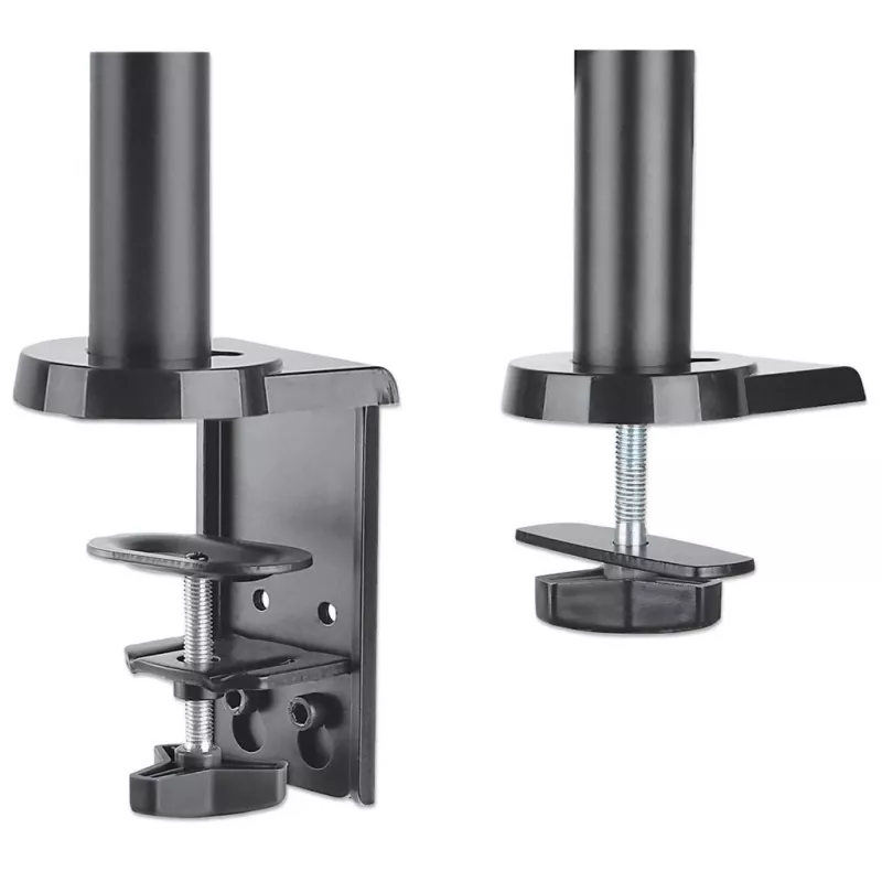 Suporte de mesa Manhattan para TV e monitores (Full-Motion com mola a gás), para ecrãs de 13 polegadas a 27 polegadas, montagem por aperto ou por tubo, compatibilidade VESA: 75x75 mm e 100x100 mm – verifique as dimensões dos quatro orifícios de fixação na parte traseira do ecrã para garantir que encaixam, máx. 8 kg, suporte