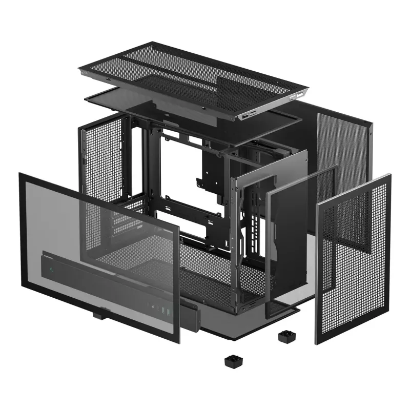 Caixa de PC DeepCool CH260 Micro Tower preto — Micro-ATX/Mini-ITX, vidro temperado, USB-C, GPU máx. 413 mm