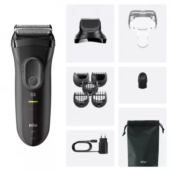 Aparador de barba com bateria Braun 3000BT 5 7 mm molhado e seco preto cinzento