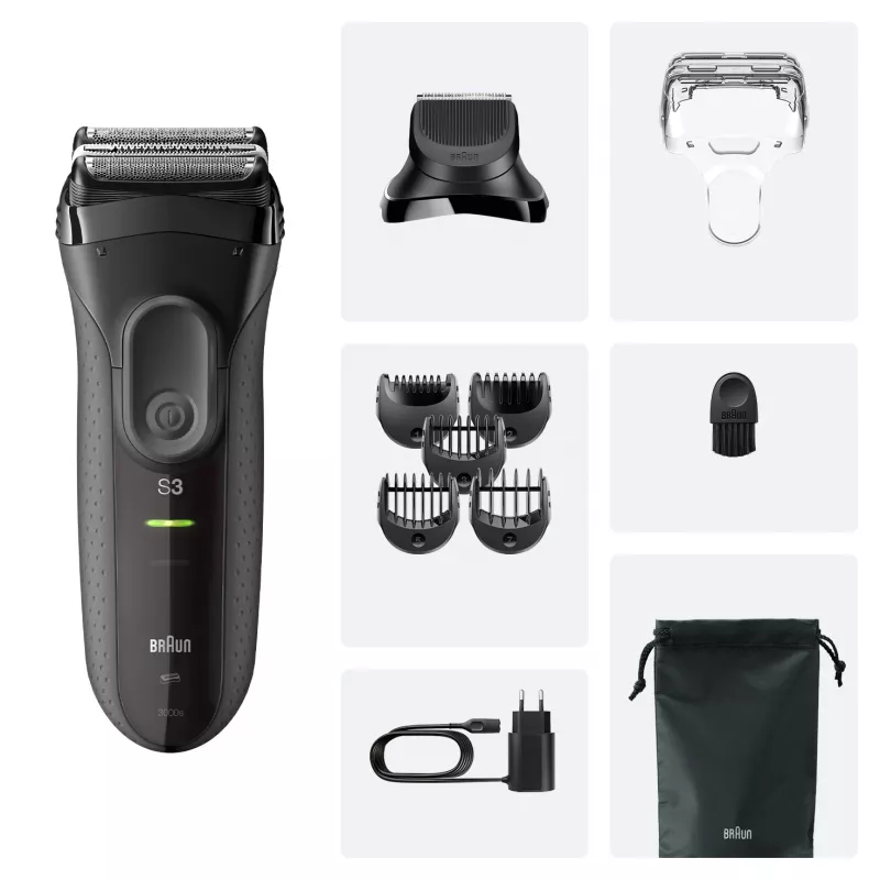Aparador de barba com bateria Braun 3000BT 5 7 mm molhado e seco preto cinzento