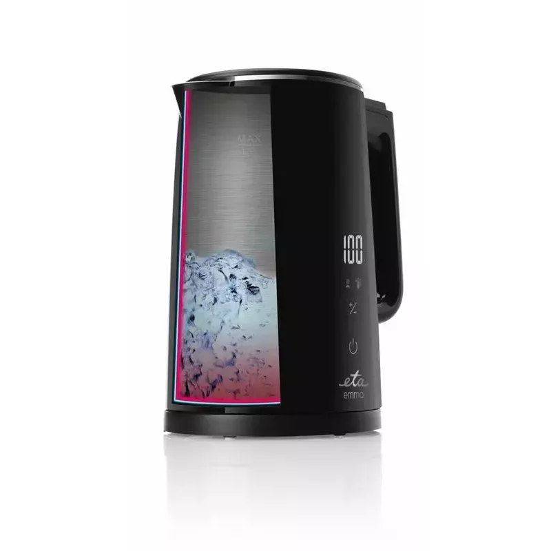 Chaleira elétrica ETA Emma 1,5 l 2200 W aço inoxidável, preto, base de 360°