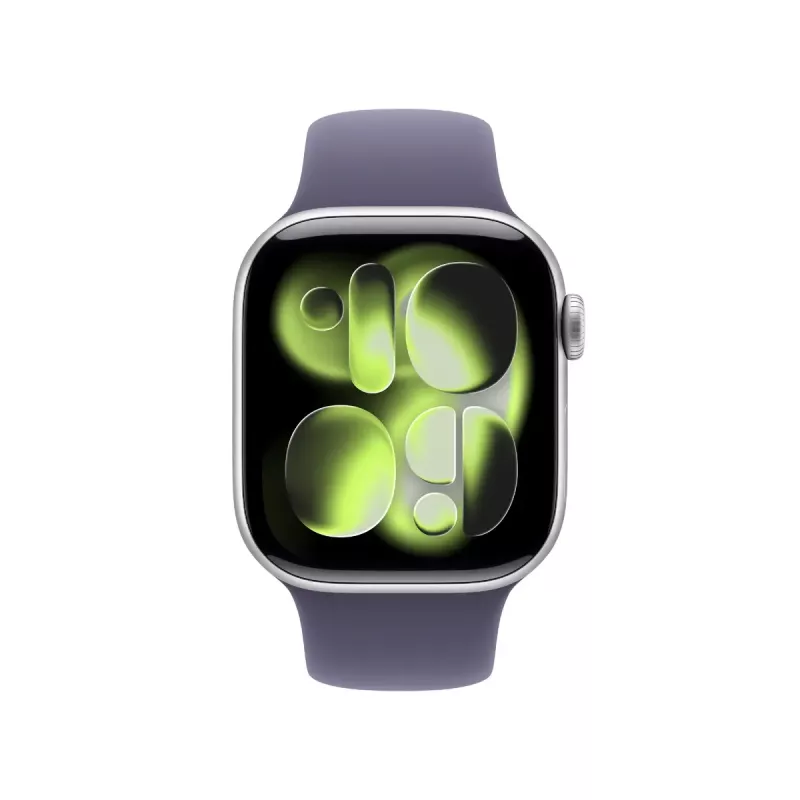Smartwatch Apple Watch Series 11 GPS + Cellular 42 mm caixa de alumínio prateado com bracelete desportiva Lilac Fog M/L