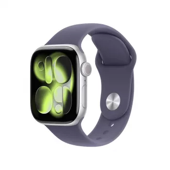 Smartwatch Apple Watch Series 11 GPS + Cellular 42 mm caixa de alumínio prateado com bracelete desportiva Lilac Fog M/L