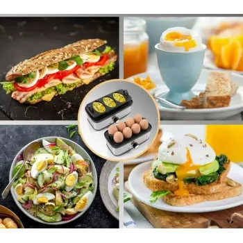 Ovoqueiro elétrico ProfiCook 501275 — aço inoxidável, capacidade para 7 ovos, acessório para omelete/ovos escalfados