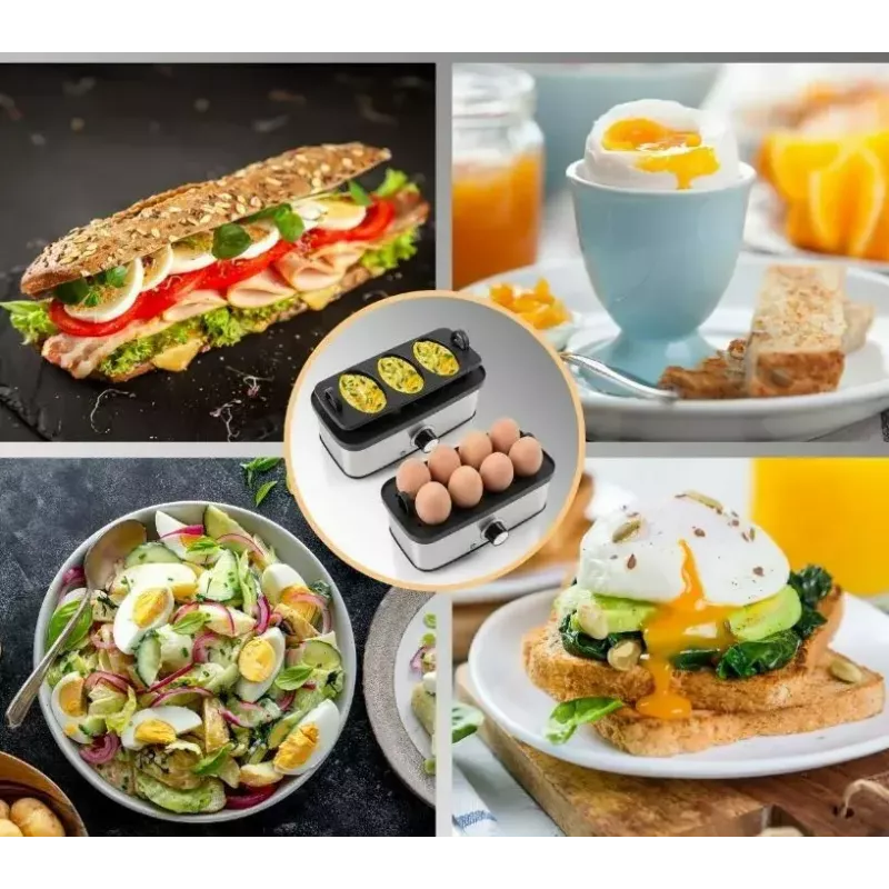 ProfiCook PC-EK 1275 Cozedor de ovos, 400 W, até 8 ovos, preto/aço inoxidável (501275)