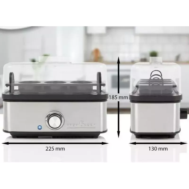 ProfiCook PC-EK 1275 Cozedor de ovos, 400 W, até 8 ovos, preto/aço inoxidável (501275)
