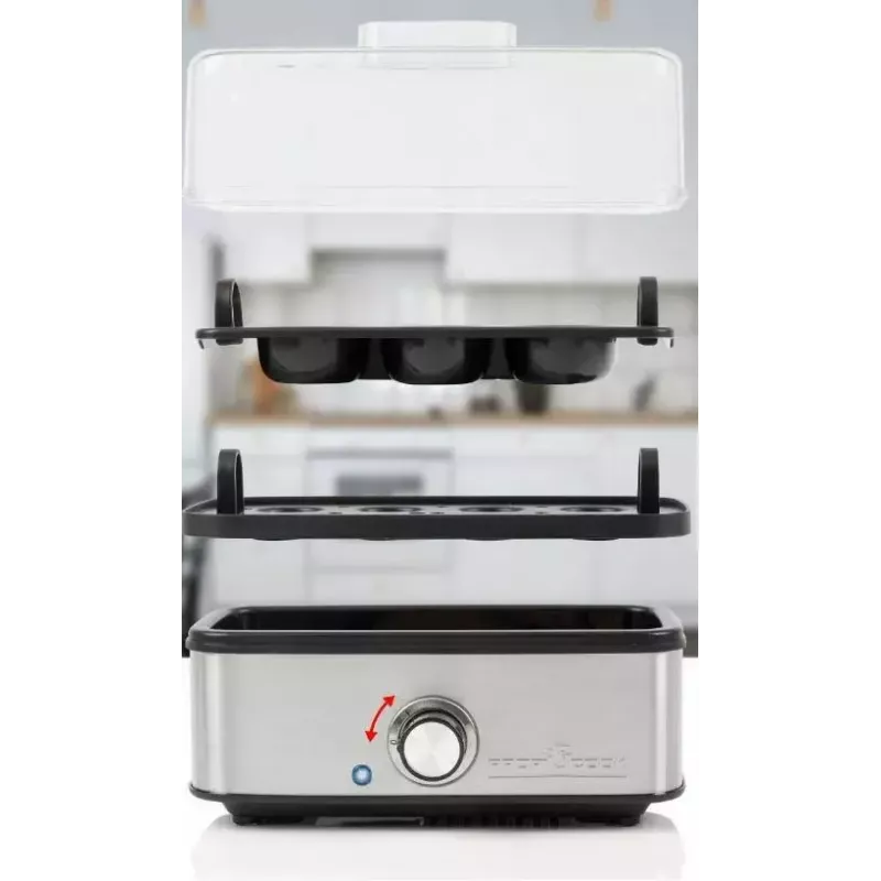 ProfiCook PC-EK 1275 Cozedor de ovos, 400 W, até 8 ovos, preto/aço inoxidável (501275)