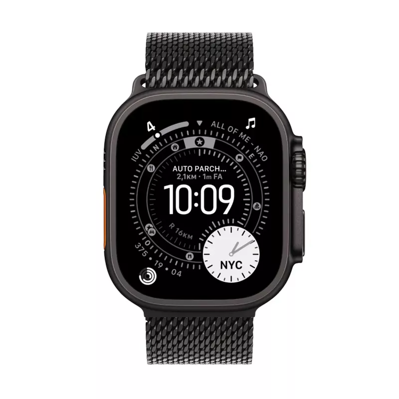 Apple Watch Ultra 3 GPS + Cellular 49 mm caixa de titânio preto com bracelete Milanaise de titânio preto – Large