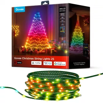 Fita de luzes inteligente Govee 2S 20 m, Wi‑Fi/Bluetooth, verde, 20 m de comprimento, cabo de alimentação de 2,5 m, 6 mm de largura