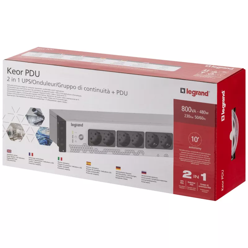 UPS Legrand Keor PDU 800VA FR INPUT 8 FR OUTPUT fonte de alimentação ininterrupta (UPS) Standby (Offline) 0,8 kVA 480 W 8 saídas AC
