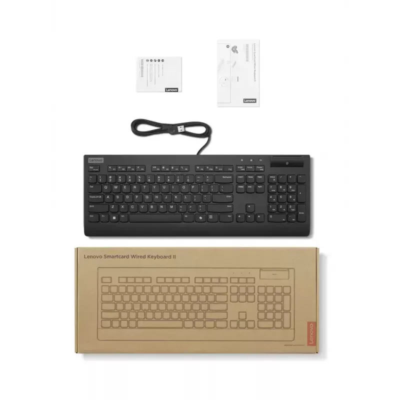 Teclado com fio Lenovo Smartcard II estónio preto USB-A interruptores plunger
