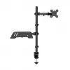 Suporte de secretária Manhattan para combinação de monitor e portátil (Full-Motion), para ecrãs: 10-27 polegadas, portátil até 17 polegadas, montagem por aperto, compatibilidade VESA: 75x75 e 100x100 mm – verifique as dimensões dos quatro orifícios de fixação na parte traseira do ecrã para garantir que encaixam, máx. 8 kg, suporte