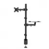 Suporte de secretária Manhattan para combinação de monitor e portátil (Full-Motion), para ecrãs: 10-27 polegadas, portátil até 17 polegadas, montagem por aperto, compatibilidade VESA: 75x75 e 100x100 mm – verifique as dimensões dos quatro orifícios de fixação na parte traseira do ecrã para garantir que encaixam, máx. 8 kg, suporte