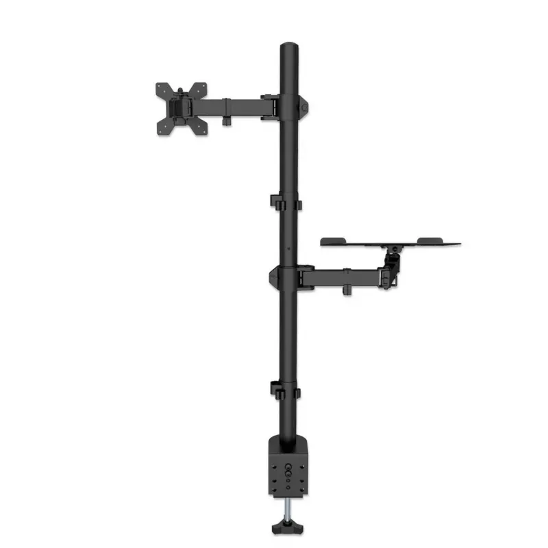 Suporte de secretária Manhattan para combinação de monitor e portátil (Full-Motion), para ecrãs: 10-27 polegadas, portátil até 17 polegadas, montagem por aperto, compatibilidade VESA: 75x75 e 100x100 mm – verifique as dimensões dos quatro orifícios de fixação na parte traseira do ecrã para garantir que encaixam, máx. 8 kg, suporte