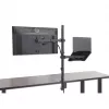 Suporte de secretária Manhattan para combinação de monitor e portátil (Full-Motion), para ecrãs: 10-27 polegadas, portátil até 17 polegadas, montagem por aperto, compatibilidade VESA: 75x75 e 100x100 mm – verifique as dimensões dos quatro orifícios de fixação na parte traseira do ecrã para garantir que encaixam, máx. 8 kg, suporte
