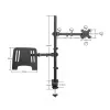 Suporte de secretária Manhattan para combinação de monitor e portátil (Full-Motion), para ecrãs: 10-27 polegadas, portátil até 17 polegadas, montagem por aperto, compatibilidade VESA: 75x75 e 100x100 mm – verifique as dimensões dos quatro orifícios de fixação na parte traseira do ecrã para garantir que encaixam, máx. 8 kg, suporte