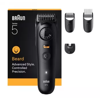 Aparador de barba BRAUN BT5520 — 0,5–20 mm, 40 definições de comprimento, recarregável, 120 min de autonomia, preto