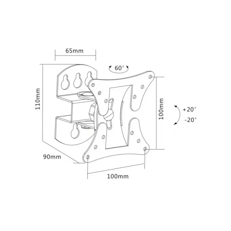 Suporte de parede para TV Sopar 23114 68,6 cm (27 polegadas) prateado