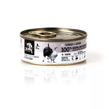 Comida húmida para gatos 3coty peru com ganso para gatinhos 80 g saco — alimento completo para jovens