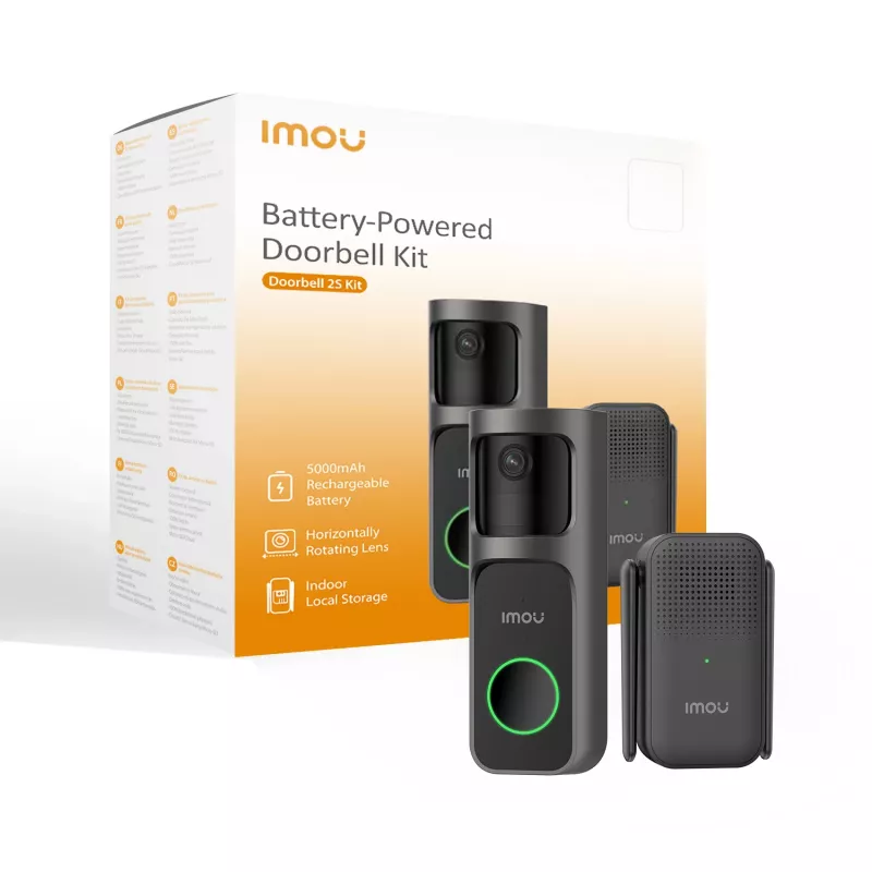 Campainha Imou Doorbell 2S Kit preto 3 MP sem fios montagem na parede