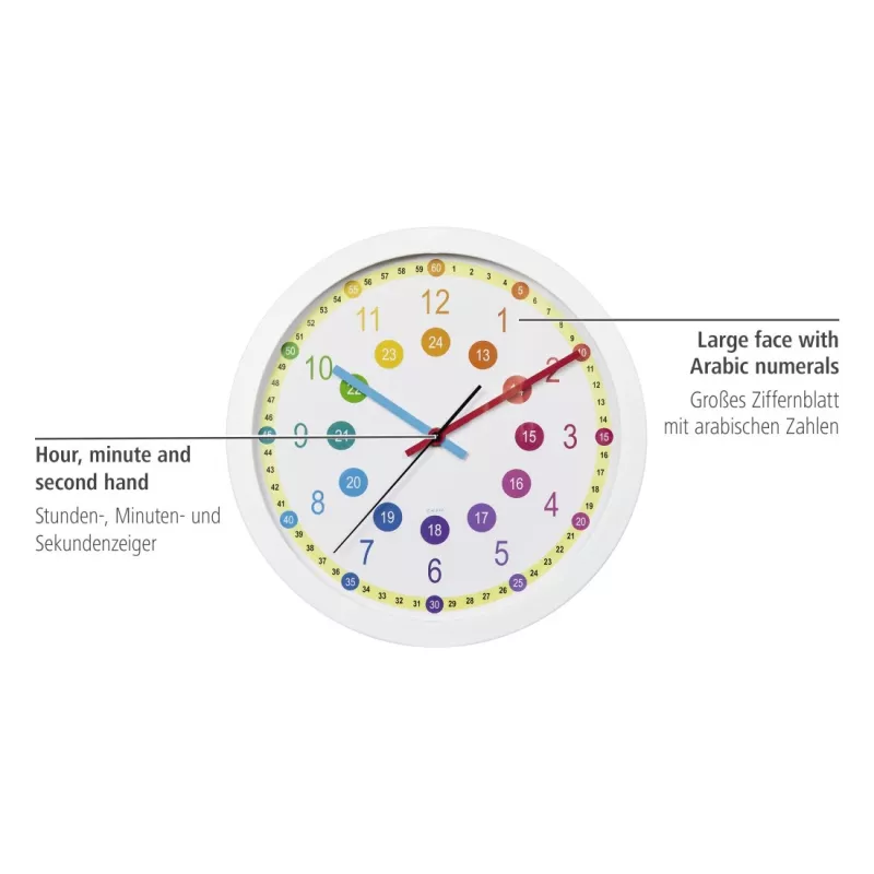 Relógio de quartzo Hama Easy Learning – redondo, multicolorido, branco