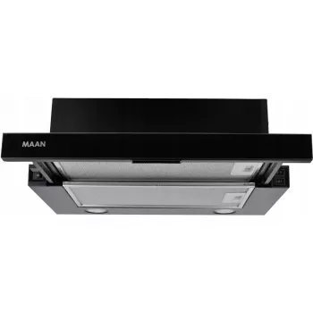 Exaustor de encastrar MAAN Corona 2 G 50 preto — telescópico, 496×304×182 mm, 310 m³/h, 3 velocidades, saída 120 mm