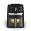 Fritadeira Tefal Easy Fry Silence EY5568E0, fritadeira de ar quente de bancada 5 L, preto, aço inoxidável
