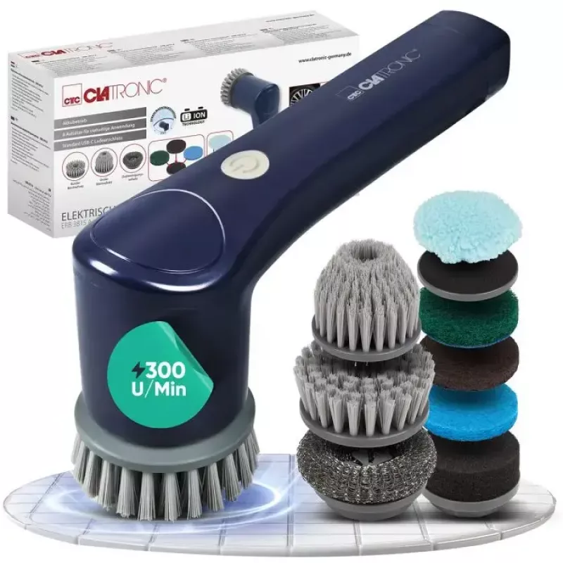Escova de limpeza elétrica sem fios Clatronic ERB 3815 A com 8 acessórios