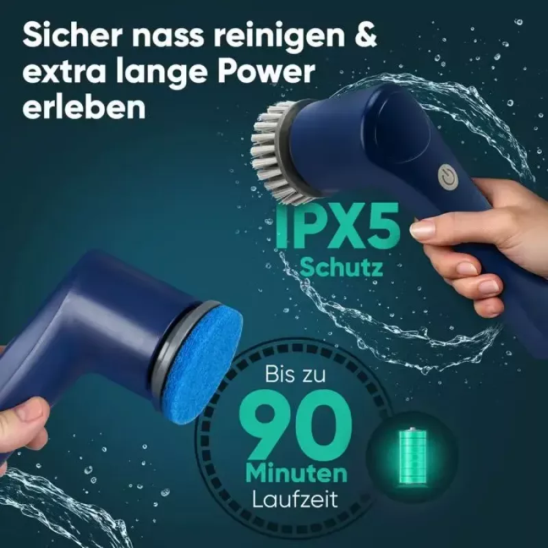 Escova de limpeza elétrica sem fios Clatronic ERB 3815 A com 8 acessórios