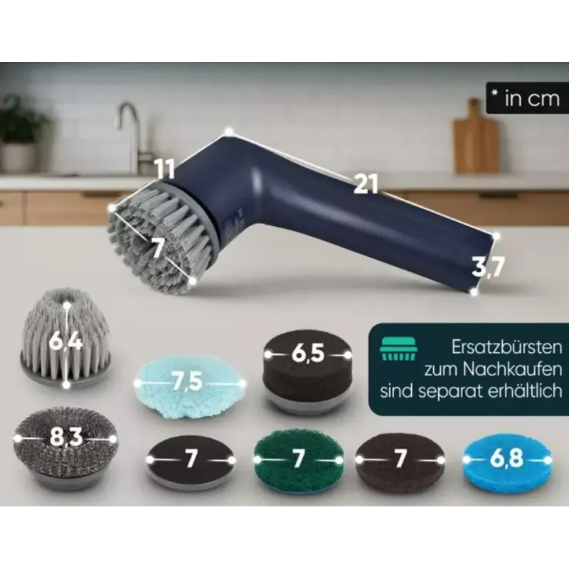 Escova de limpeza elétrica sem fios Clatronic ERB 3815 A com 8 acessórios