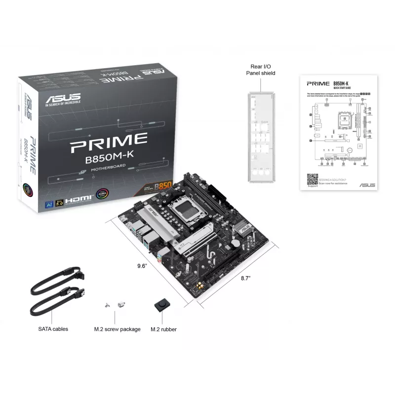 Placa-mãe ASUS PRIME B850M-K AMD B850 Socket AM5 micro ATX