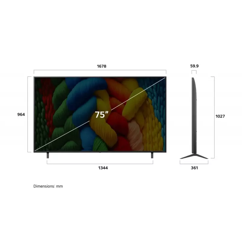 TV LG NanoCell AI NANO80 75NANO80A3B 190,5 cm (75 polegadas) 4K Ultra HD Smart TV Wi‑Fi preto