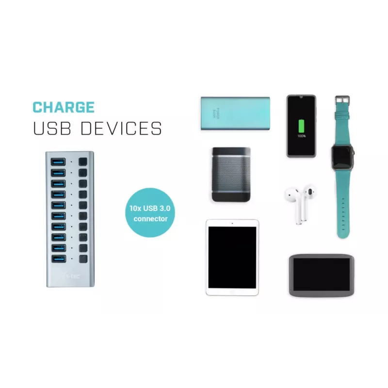 i-tec USB 3.0 Charging HUB 10 portas + fonte de alimentação 48 W