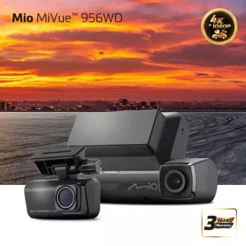 Dashcam MIO MiVue 956WD com GPS e Wi‑Fi, suporte para para-brisas para gravações frontais