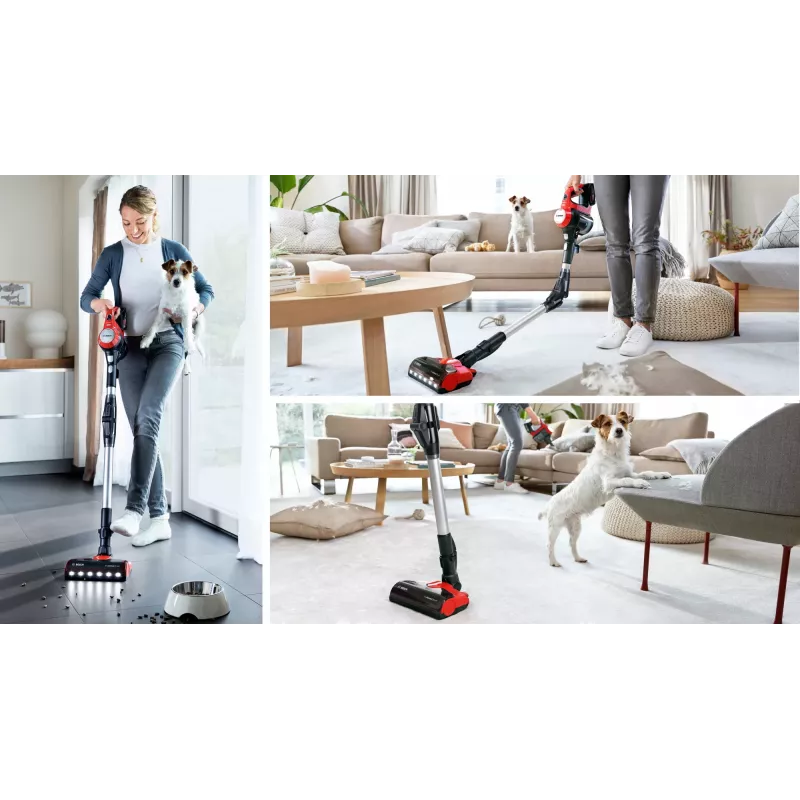Aspirador vertical Bosch BCS711PET/Escova elétrica Bateria Seco Sem saco 0,3 L Preto, Vermelho 3 Ah