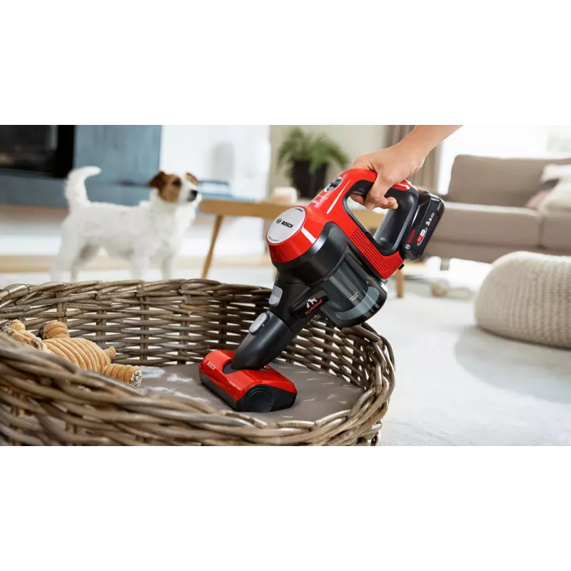 Aspirador vertical Bosch BCS711PET/Escova elétrica Bateria Seco Sem saco 0,3 L Preto, Vermelho 3 Ah