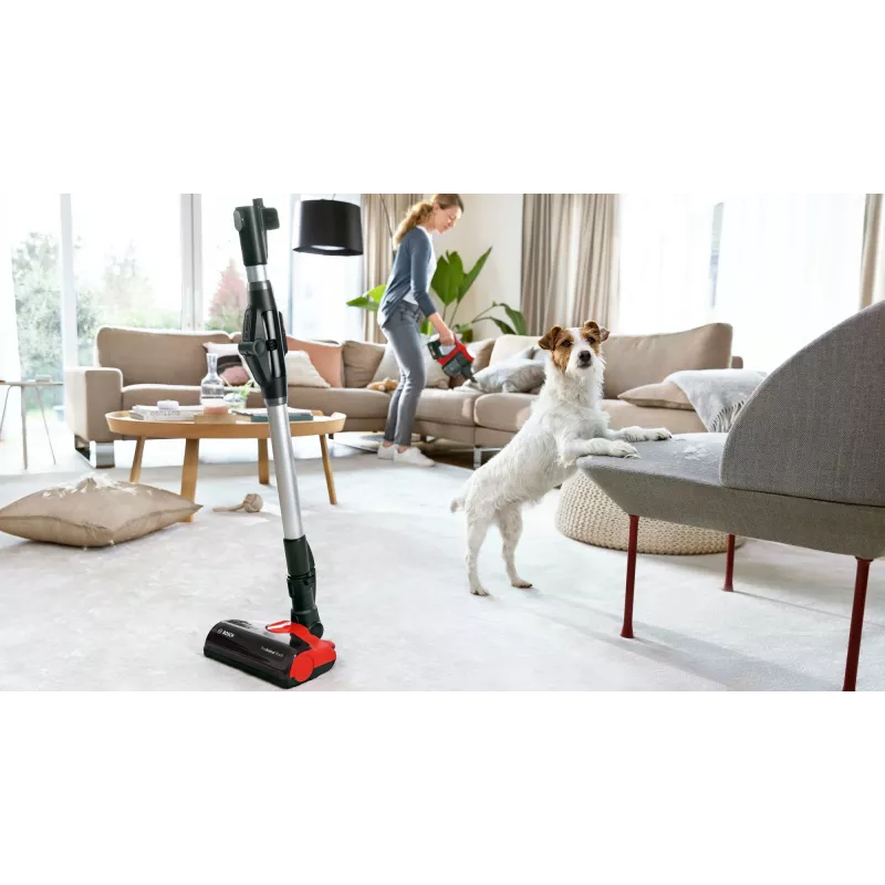 Aspirador vertical Bosch BCS711PET/Escova elétrica Bateria Seco Sem saco 0,3 L Preto, Vermelho 3 Ah