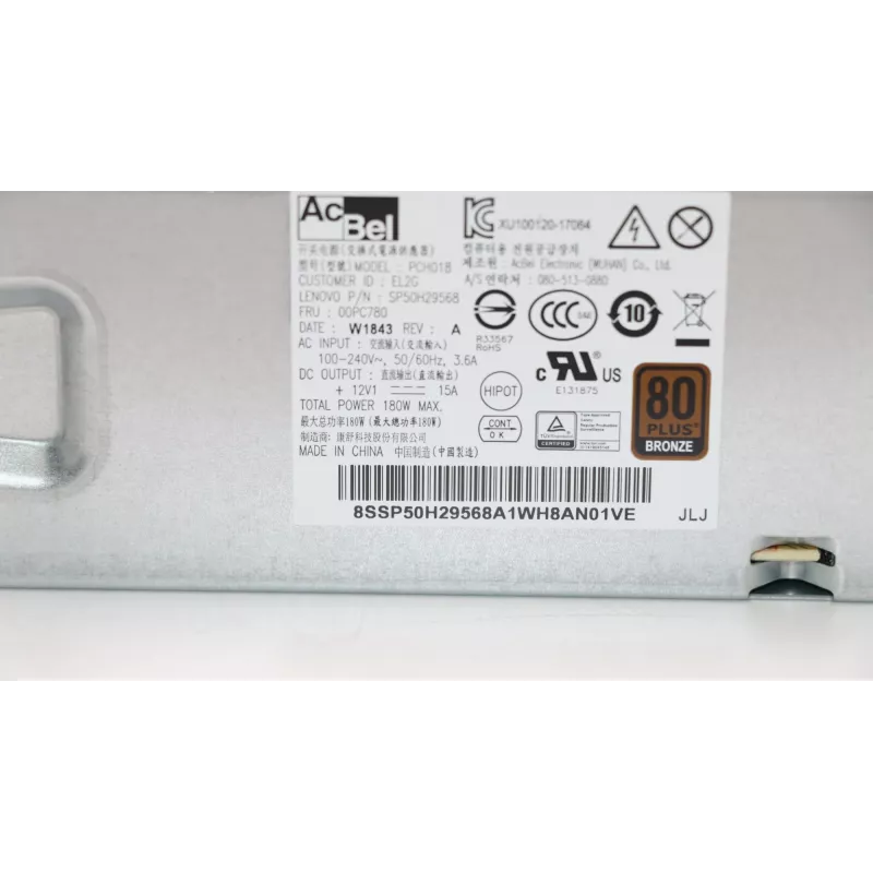 Fonte de alimentação Lenovo 00PC780 180 W prateado