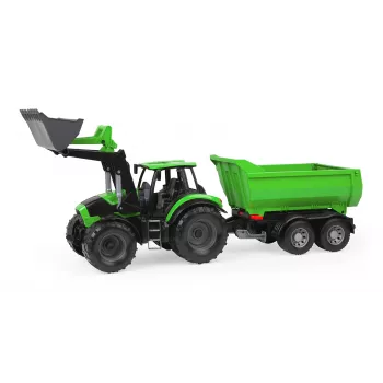 Trator de brincar mecânico Lena Deutz-Fahr Worxx com 74 cm de comprimento e atrelado removível