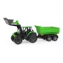 Trator de brincar mecânico Lena Deutz-Fahr Worxx com 74 cm de comprimento e atrelado removível