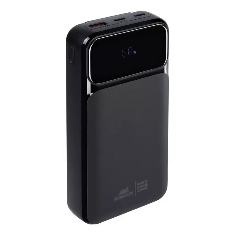 Powerbank portátil Rivacase VA2221 — 20000 mAh LiPo, PD 3.0 e QC 3.0, 3 conectores (1×A, 2×C), saída 22,5 W