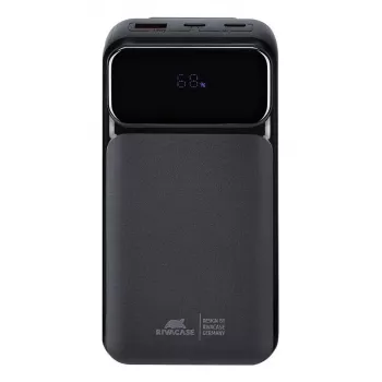 Powerbank portátil Rivacase VA2221 — 20000 mAh LiPo, PD 3.0 e QC 3.0, 3 conectores (1×A, 2×C), saída 22,5 W