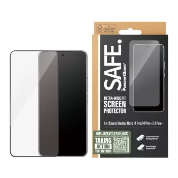 Proteção de ecrã PanzerGlass SAFE. by para Xiaomi Redmi Note 14 Pro / 14 Pro+ / 13 Pro+ — vidro temperado, transparente, Ultra-Wide Fit